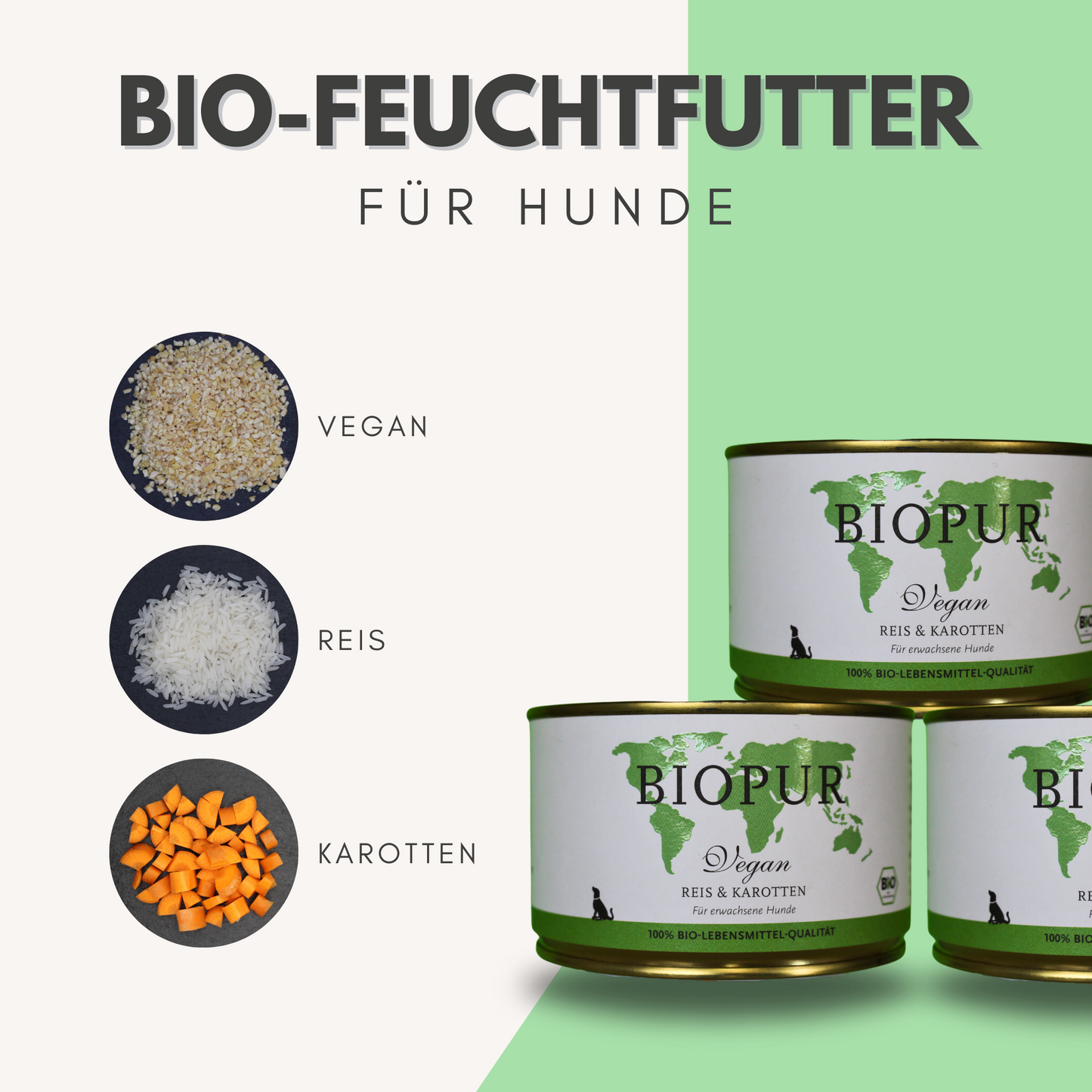 Bio-Feuchtfutter - Vegan, Reis & Karotten