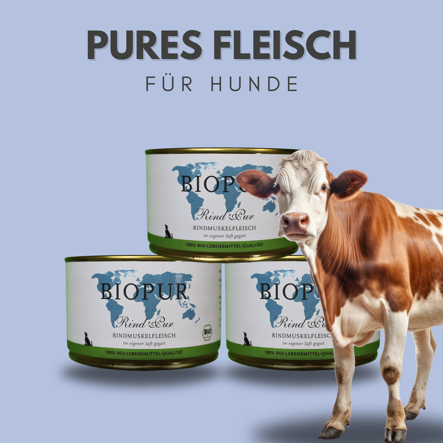 Bio-Alleinfutter - Rind Pur Rindmuskelfleisch für Hunde