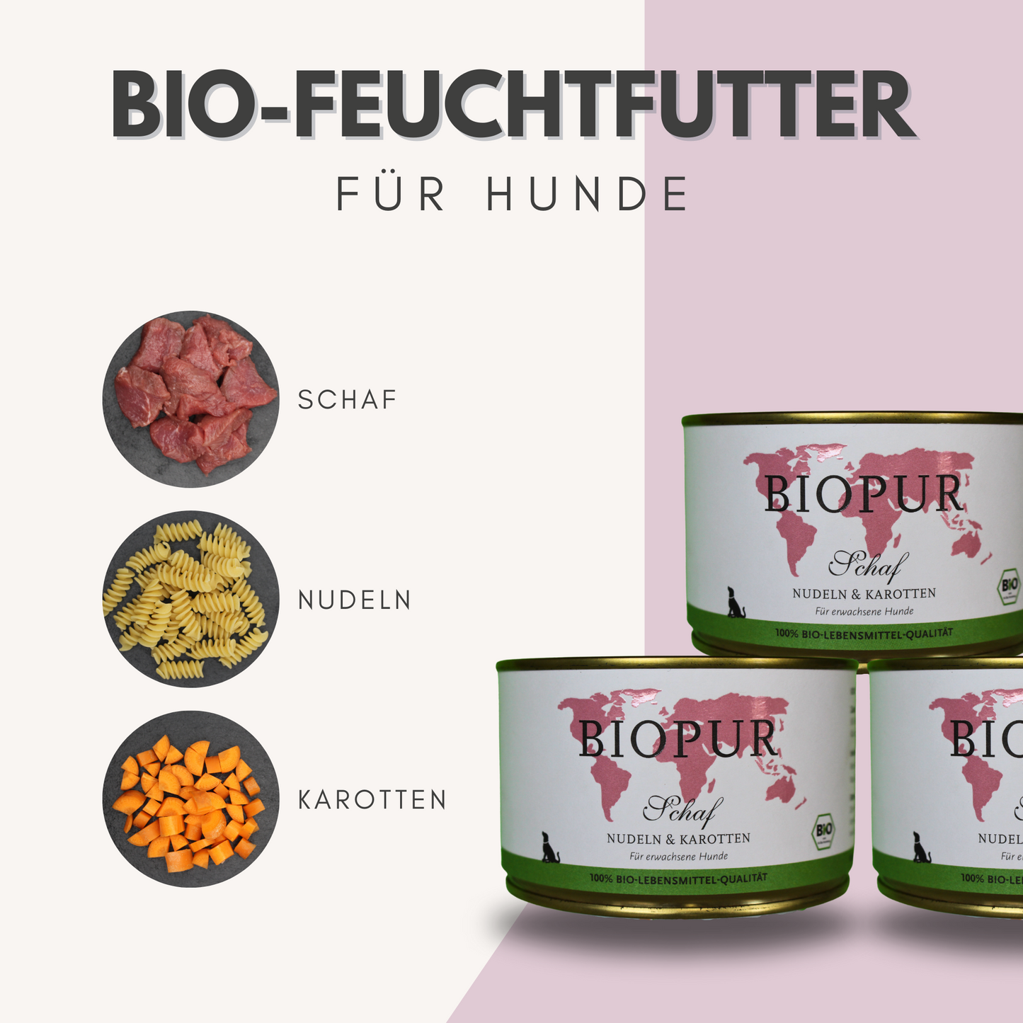 Bio-Alleinfutter - Schaf, Reis & Karotten für Hunde-Senioren