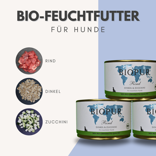 Bio-Alleinfutter - Rind, Dinkel & Zucchini für Hunde
