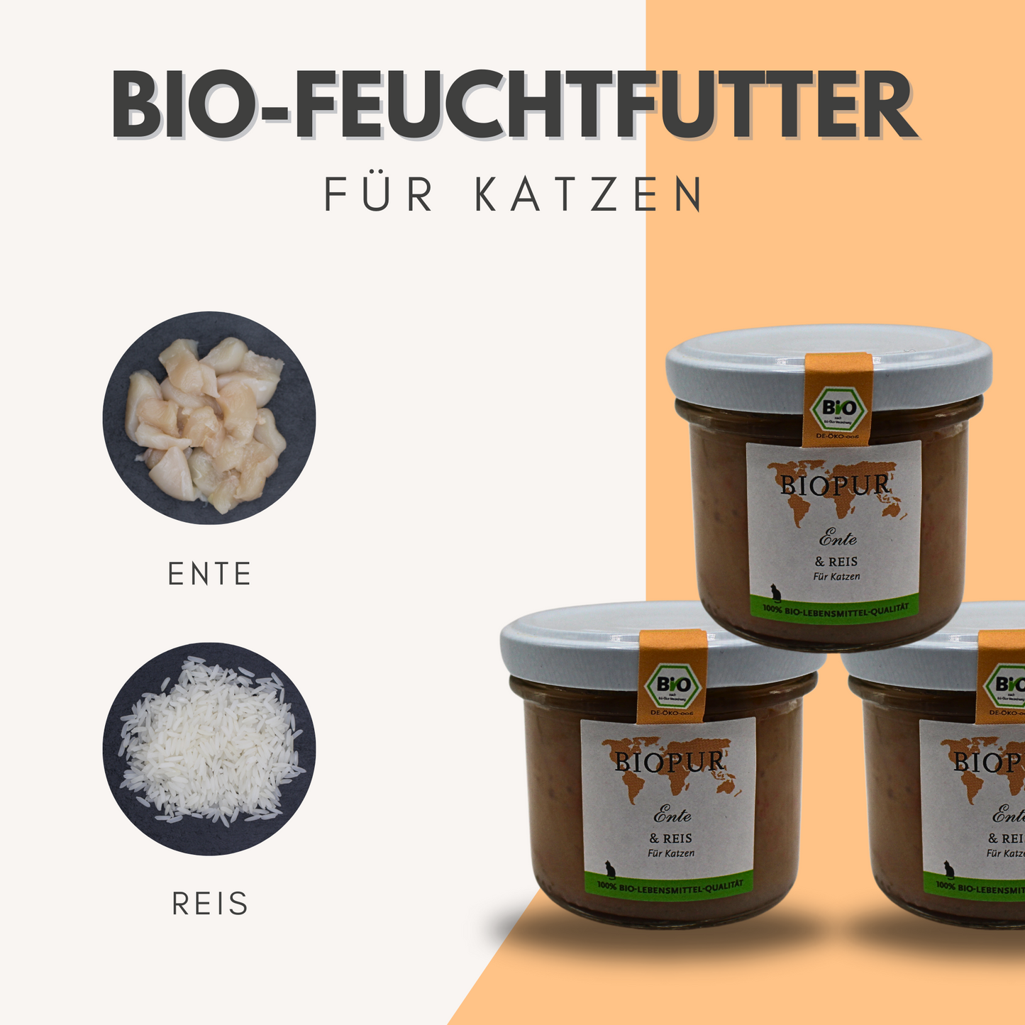 Bio-Alleinfutter Ente & Reis für Katzen