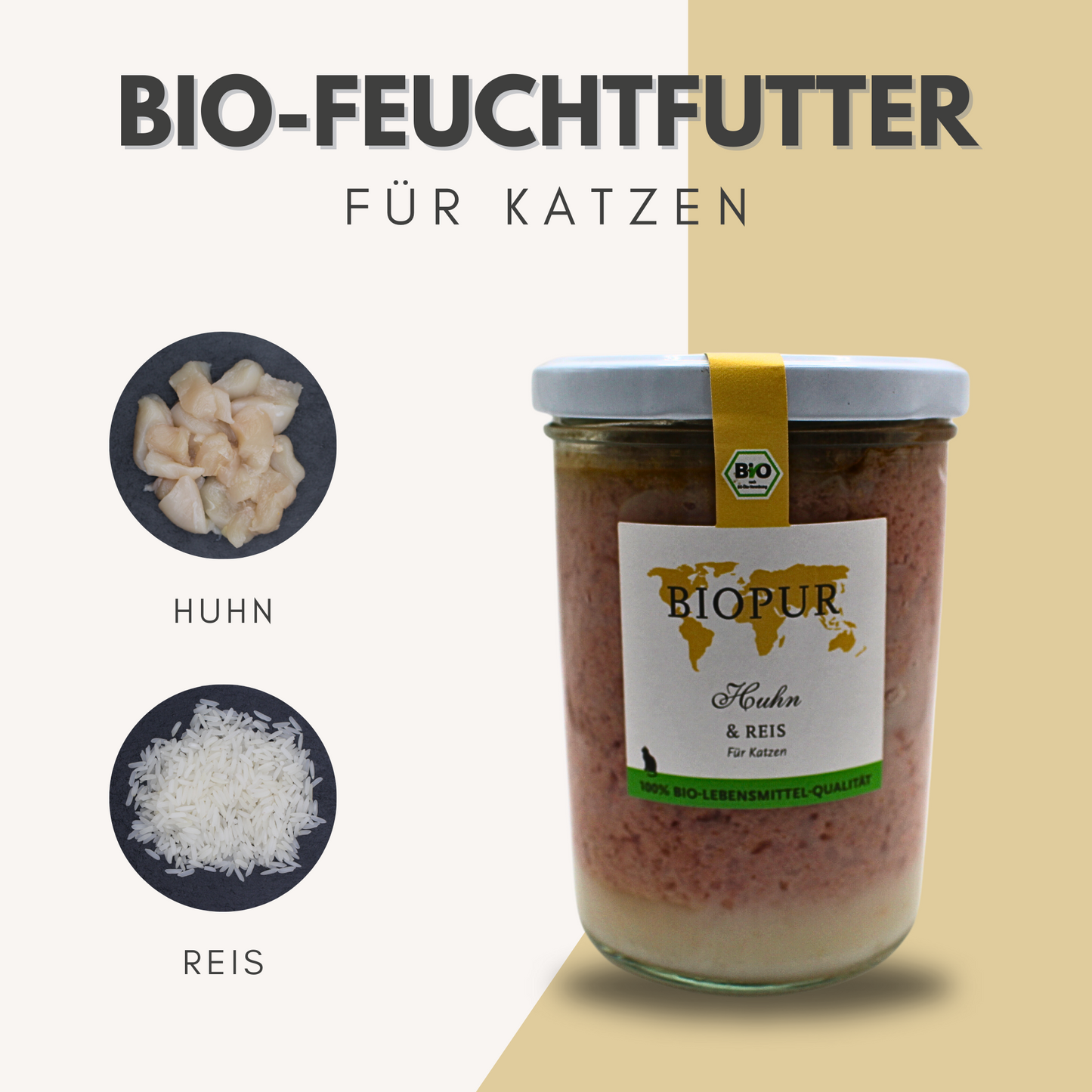 BIOPUR Bio-Katzenfutter Huhn & Reis