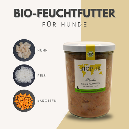 Bio-Alleinfutter - Huhn, Reis & Karotten für Hunde