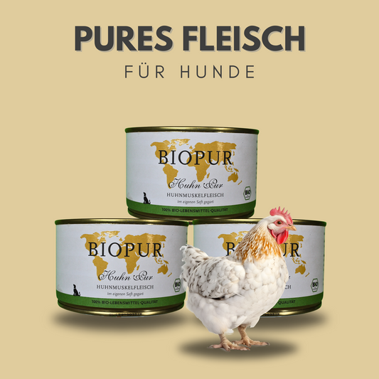 Bio-Alleinfutter - Huhn Pur Huhnmuskelfleisch für Hunde