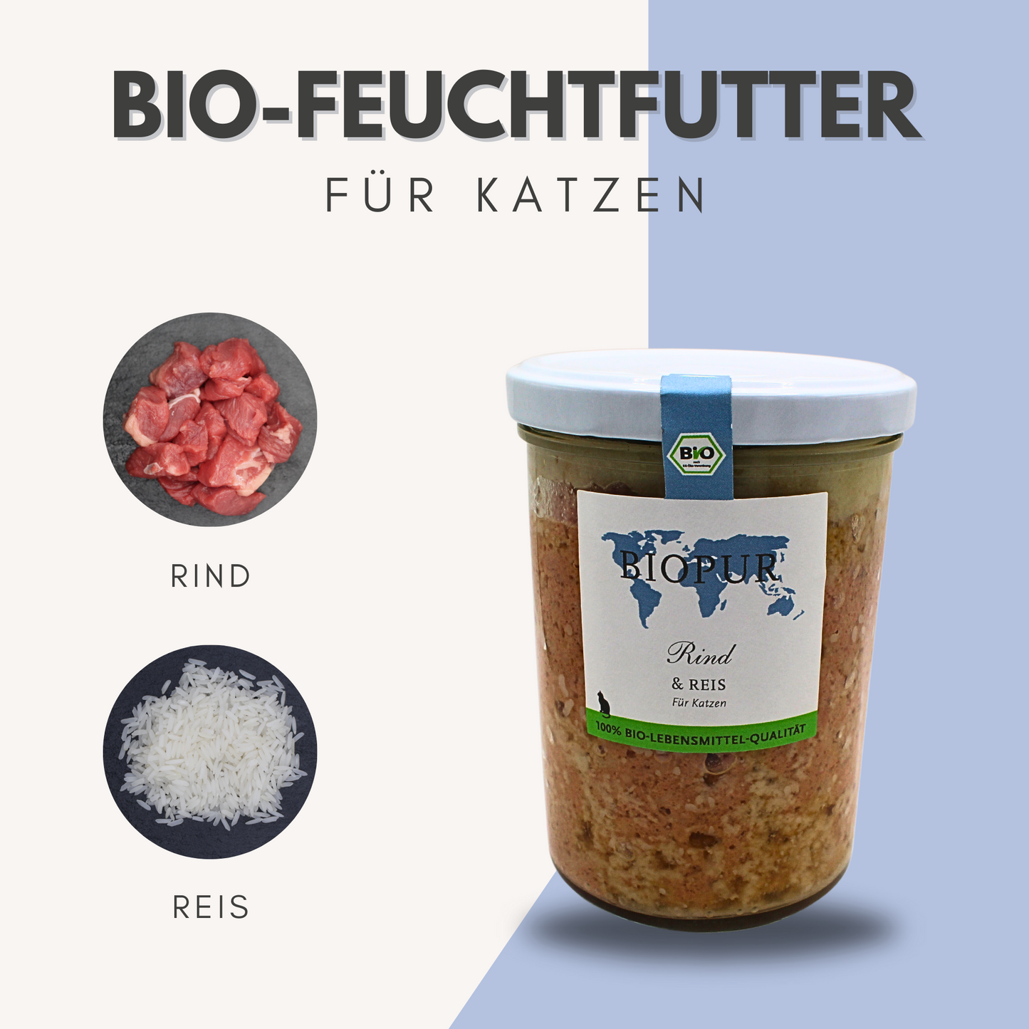 Bio-Alleinfutter Rind & Reis für Katzen