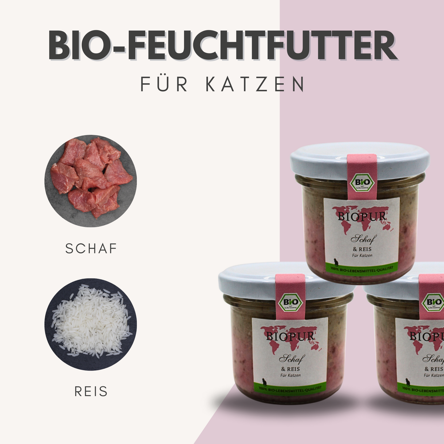 Bio-Alleinfutter Schaf & Reis für Katzen