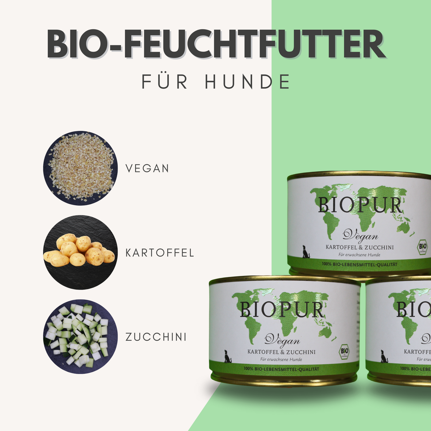 Bio-Feuchtfutter - Vegan, Kartoffel & Zucchini für Hunde