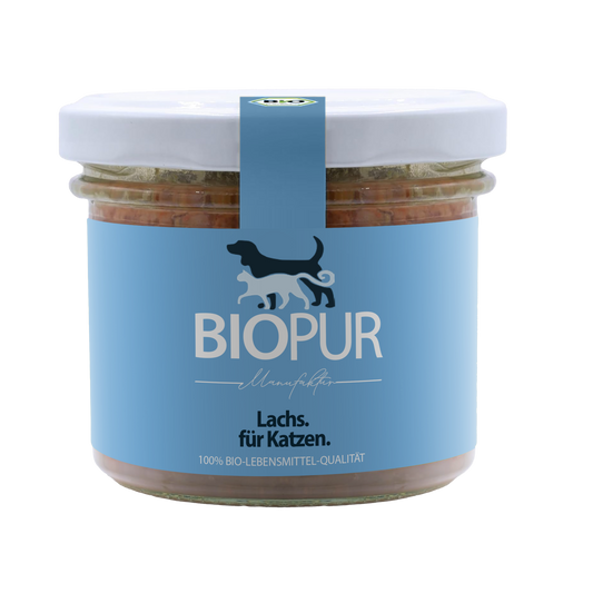 Premiumglas für Katzen Lachs mit Karotten & Katzenminze