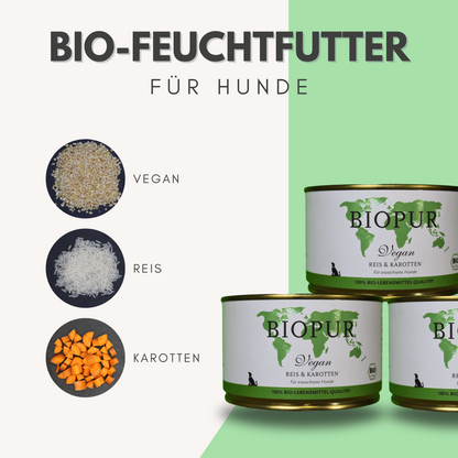 Bio-Feuchtfutter - Vegan, Reis & Karotten für Hunde