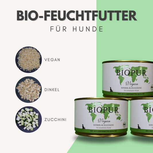 Bio-Feuchtfutter - Vegan, Dinkel & Zucchini für Hunde