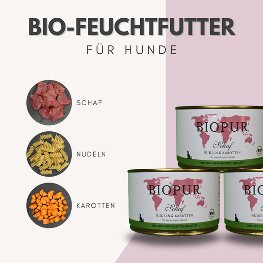 BIOPUR Bio-Feuchtfutter - Schaf, Nudeln & Karotten