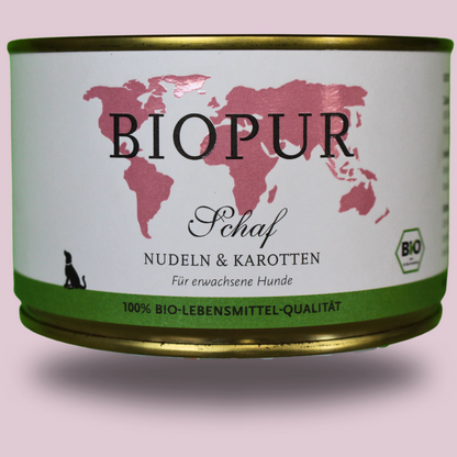 BIOPUR Bio-Feuchtfutter - Schaf, Reis & Karotten für Hunde-Senioren