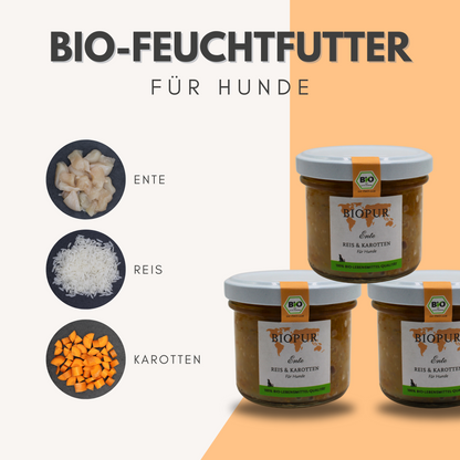 BIOPUR Bio-Feuchtfutter - Ente, Reis & Karotten