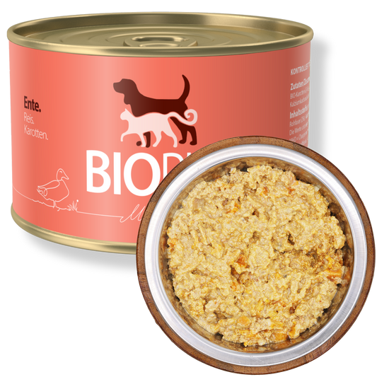Bio-Alleinfutter - Ente, Reis & Karotten für Hunde