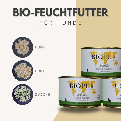 BIOPUR Bio-Feuchtfutter - Huhn, Dinkel & Zucchini
