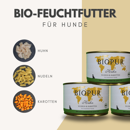 BIOPUR Bio-Feuchtfutter - Huhn, Nudeln & Karotten