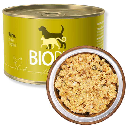 Bio-Alleinfutter - Huhn, Dinkel & Zucchini für Hunde