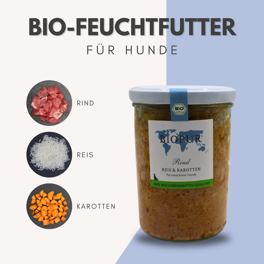 BIOPUR Bio-Feuchtfutter - Rind, Reis & Karotten für Hunde