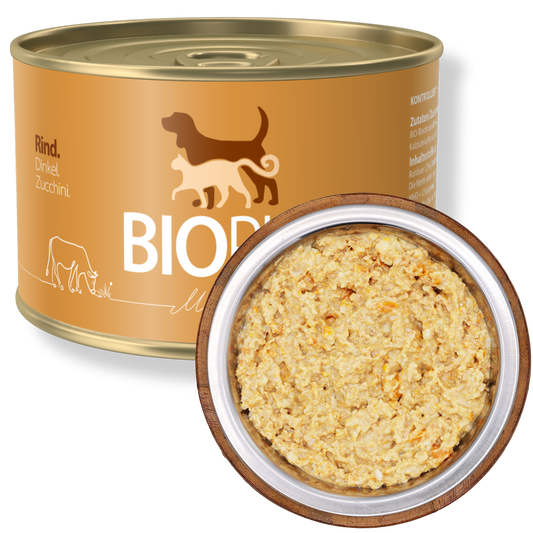 Bio-Alleinfutter - Rind, Dinkel & Zucchini für Hunde