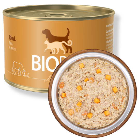 Bio-Alleinfutter - Rind, Reis & Karotten für Hunde