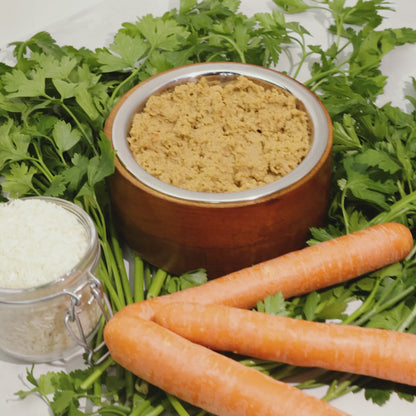 Bio-Feuchtfutter - Vegan, Reis & Karotten für Hunde