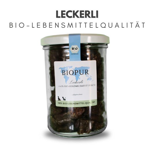 Rindswurst-Leckerli in BIO-Lebensmittelqualität